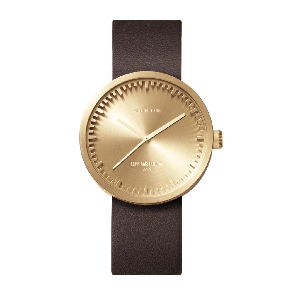 Leff Amsterdam LT71022 Tube Watch D38 Brass / Brown Leather